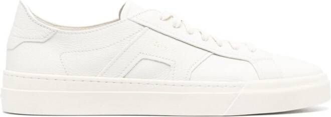 Santoni logo-print leather sneakers White