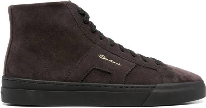 Santoni logo-print suede sneakers Grey