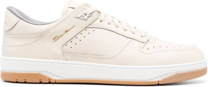 Santoni low-top leather sneakers Neutrals