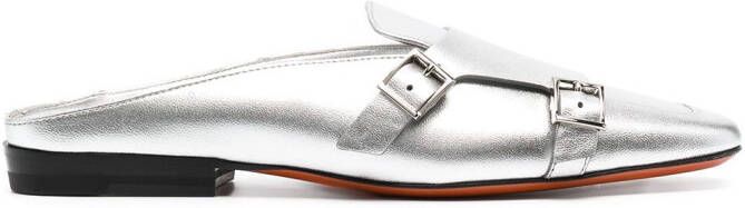 Santoni metallic leather mules Silver