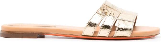 Santoni open-toe flat slides Gold
