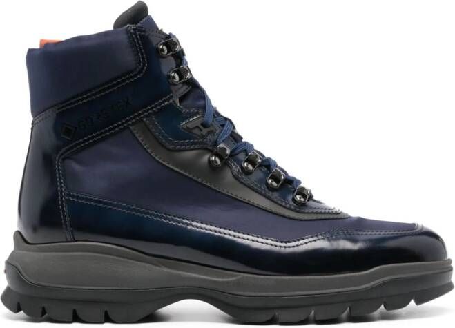 Santoni panelled lace-up boots Blue