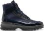 Santoni panelled lace-up boots Blue - Thumbnail 1
