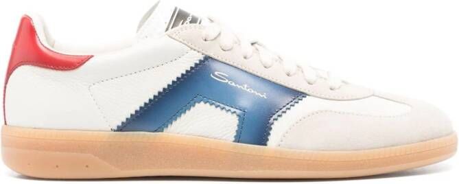 Santoni panelled leather sneakers Neutrals
