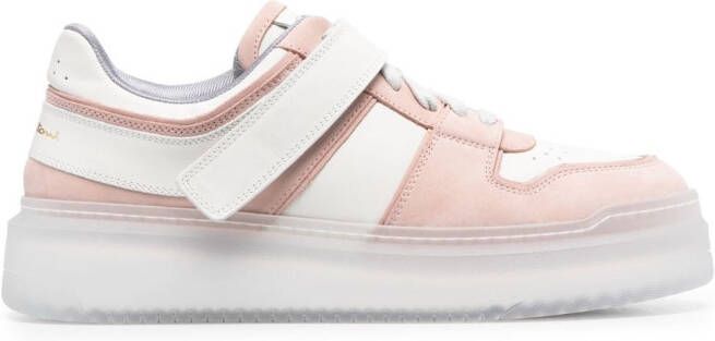 Santoni panelled leather sneakers Pink