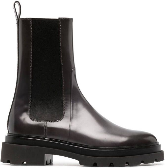 Santoni patent-finish chelsea boots Grey