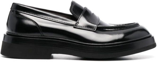 Santoni patent-finish leather loafers Black