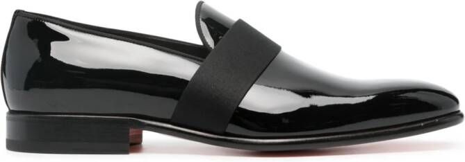 Santoni patent-finish leather loafers Black
