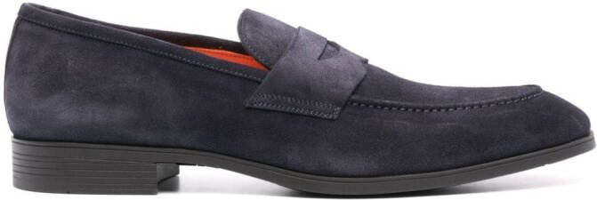 Santoni penny-slot suede loafers Blue