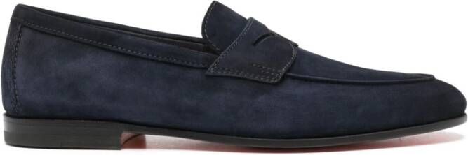 Santoni penny-slot suede loafers Blue