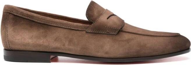 Santoni penny-slot suede loafers Brown