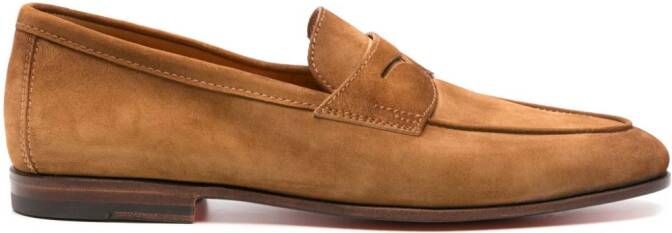 Santoni penny-slot suede loafers Brown