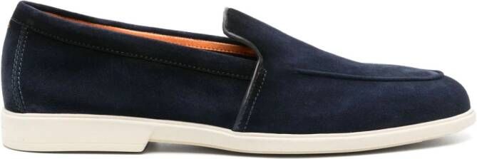 Santoni pipe-trim suede loafers Blue