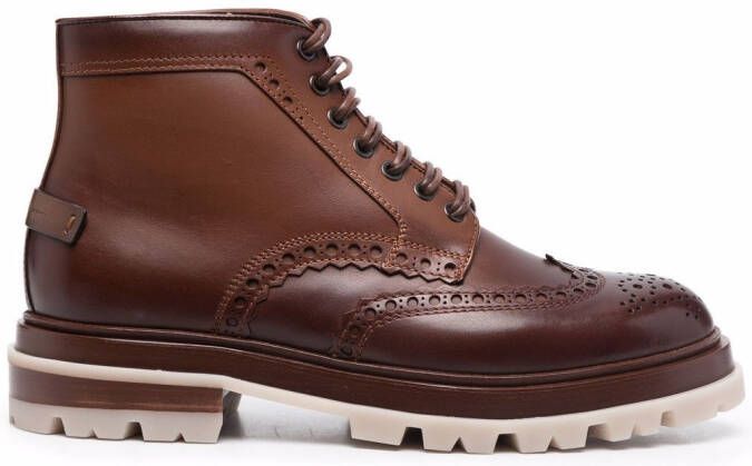 Santoni Polacco brogue ankle boots Brown