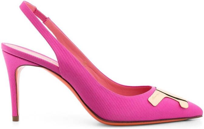 Santoni ribbed-finish 90mm pumps Pink