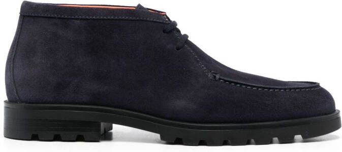 Santoni Rock lace-up suede boots Blue