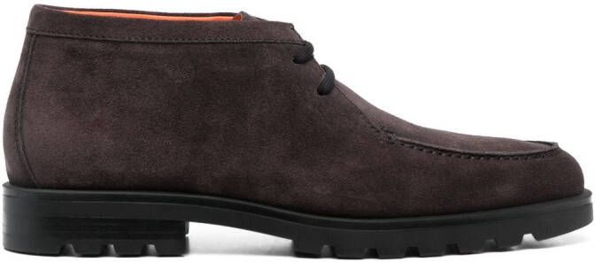 Santoni Rock lace-up suede boots Grey