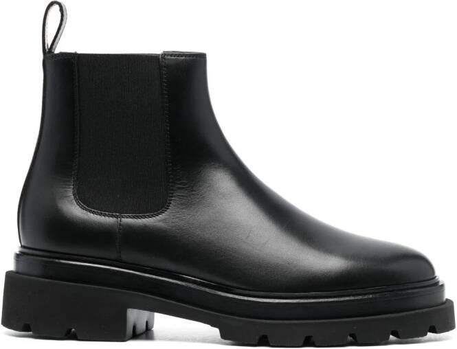Santoni round-toe leather boots Black