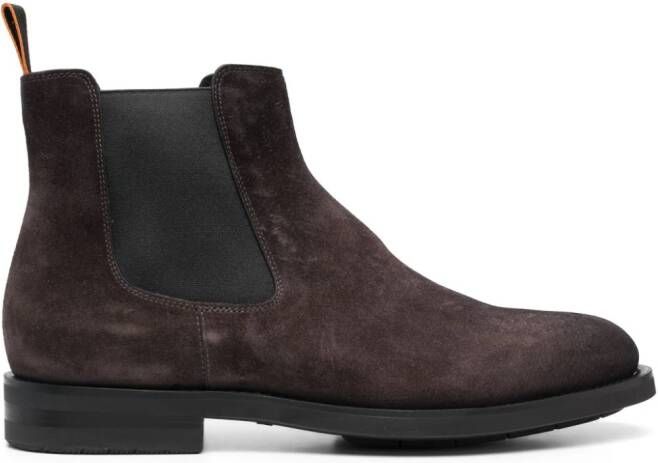 Santoni round-toe suede ankle boots Brown