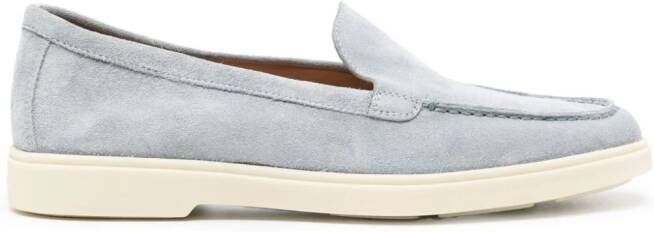 Santoni round-toe suede loafers Blue