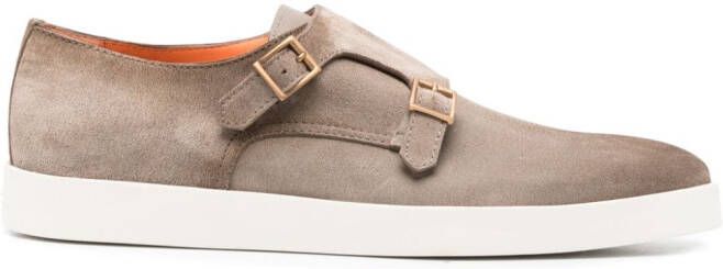 Santoni rubber-sole monk shoes Neutrals