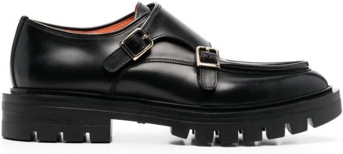 Santoni side buckle-fastening detail loafers Black