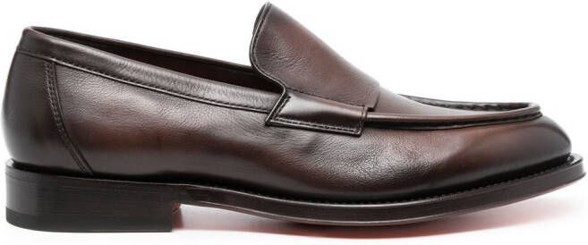 Santoni slip-on leather loafers Brown