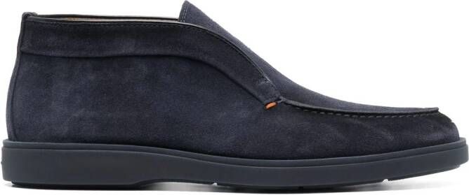 Santoni slip-on suede boots Blue