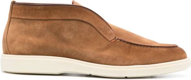 Santoni slip-on suede boots Brown