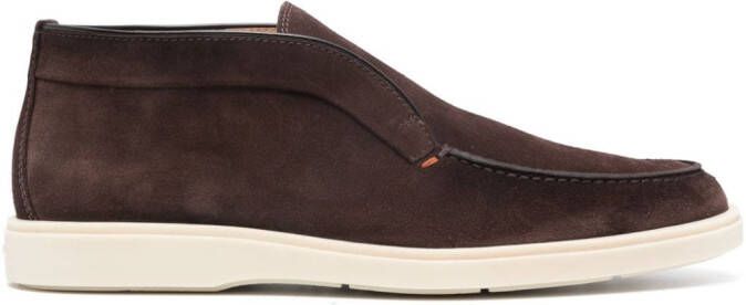 Santoni slip-on suede boots Brown