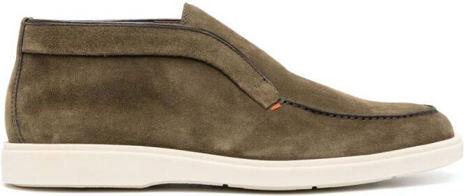 Santoni slip-on suede boots Green