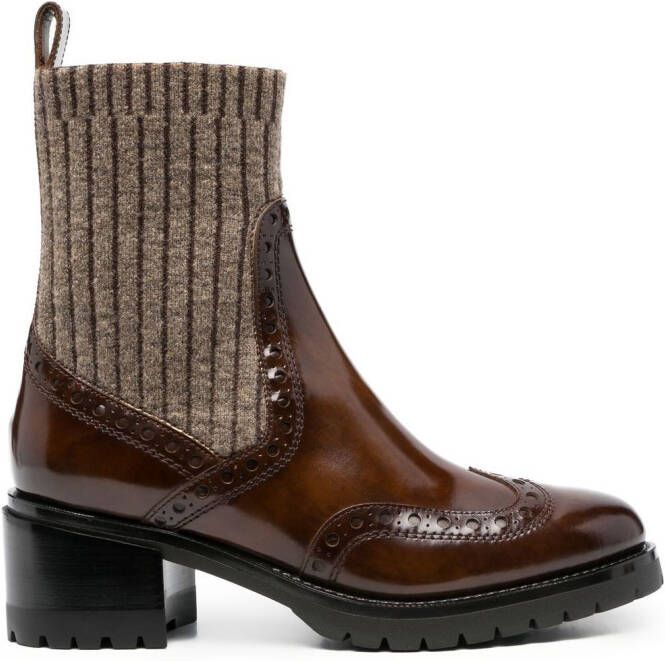 Santoni sock-style ankle boots Brown