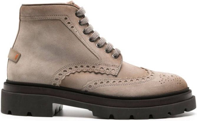 Santoni suede brogue boots Neutrals
