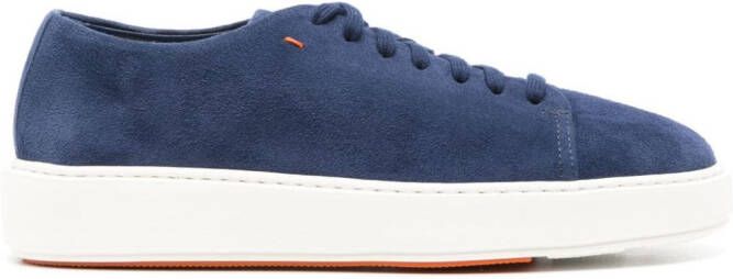 Santoni suede lace-up sneakers Blue
