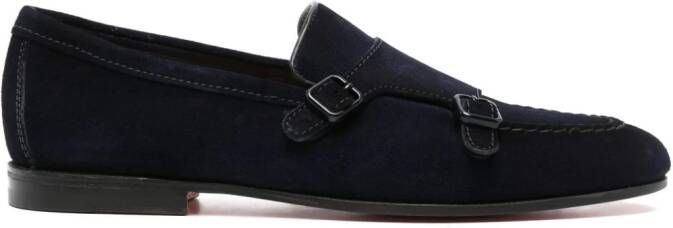 Santoni suede monk shoes Blue
