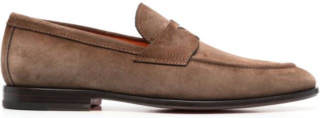Santoni suede penny loafers Brown
