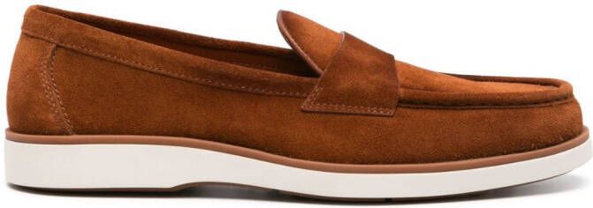 Santoni suede penny loafers Brown