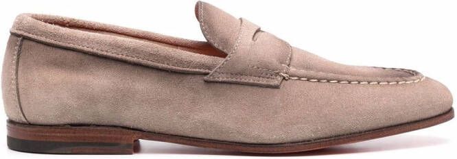 Santoni suede penny loafers Neutrals