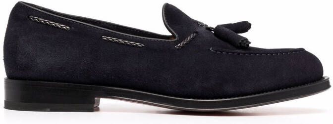 Santoni tassel-detail suede loafers Blue