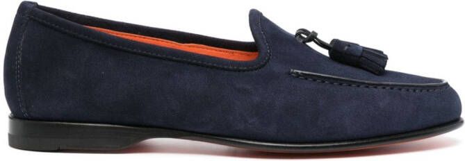 Santoni tassel-detail suede loafers Blue