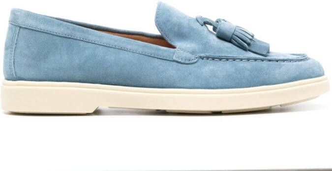 Santoni tassel-detail suede loafers Blue