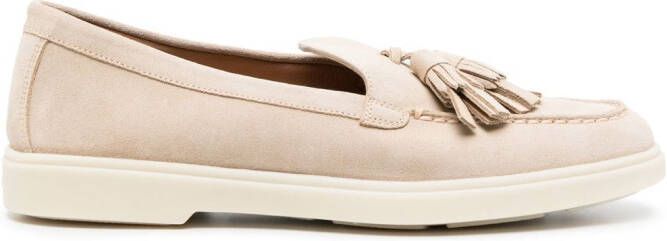 Santoni tassel-detail suede loafers Neutrals