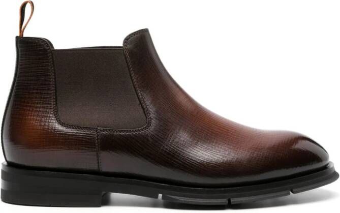 Santoni textured leather chelsea boots Brown