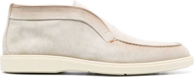 Santoni tonal-stitching leather boots Neutrals