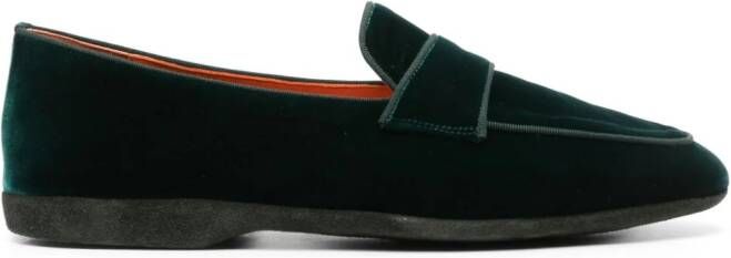 Santoni velvet slip-on slippers Green