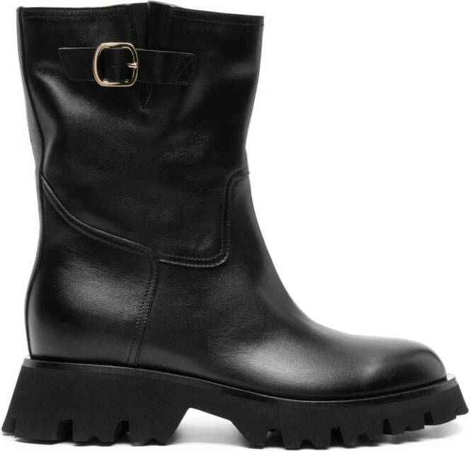 Santoni zip-up ankle leather boots Black
