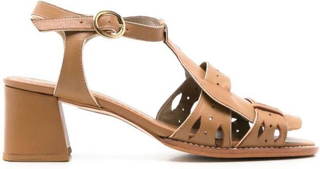 Sarah Chofakian Bastien 50mm leather sandals Brown