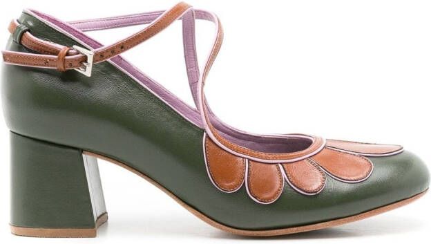 Sarah Chofakian Belis 50mm colour-block pumps Green