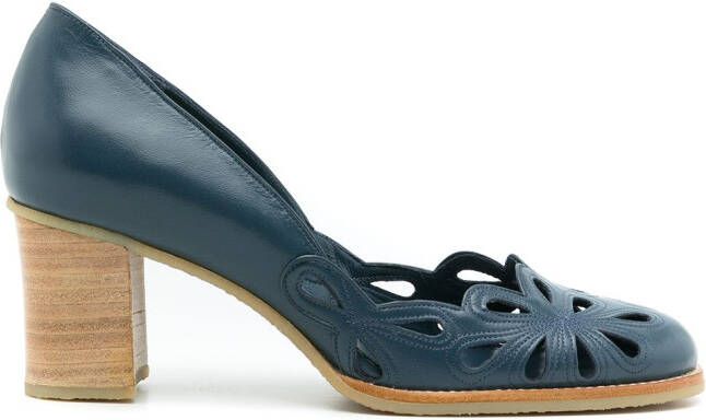 Sarah Chofakian Belle Epoque 65mm cut-out pumps Blue