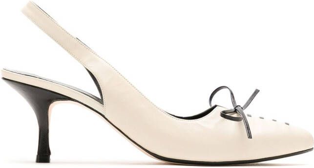 Sarah Chofakian bow detail slingback pumps White